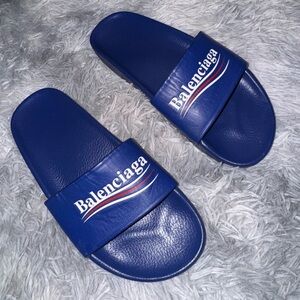 Balenciaga Blue Logo Slides – Size 40